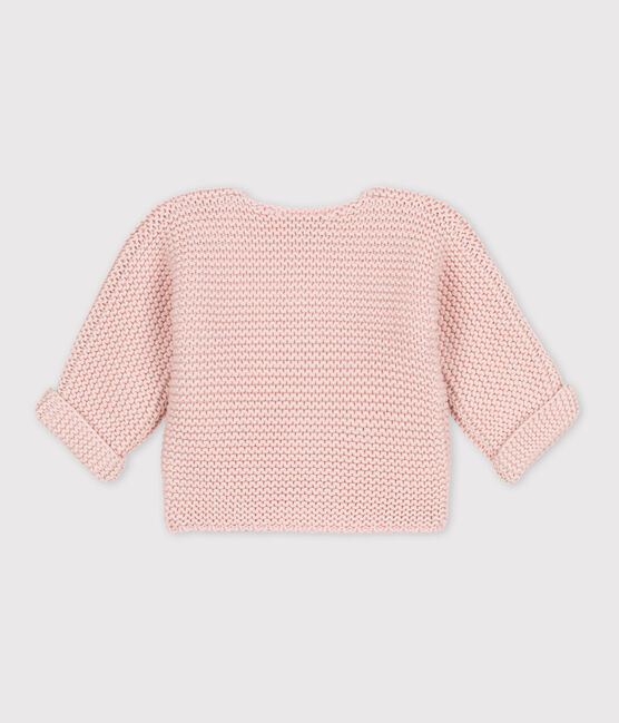 Gebreide uniseks babycardigan in ribbelsteek roze SALINE