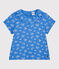 T-shirt manches courtes en coton enfant fille bleu BRASIER/gris MARSHMALLOW