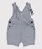 Salopette courte bébé en toile rayée bleu MEDIEVAL/blanc MARSHMALLOW