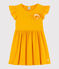 Robe manches courtes en coton et lin enfant fille jaune TEHONI