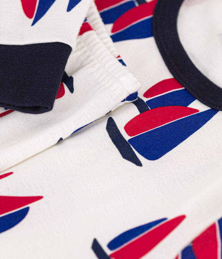 Pyjama en coton imprim&eacute; &agrave; motif bateaux enfant blanc MARSHMALLOW/blanc MULTICO
