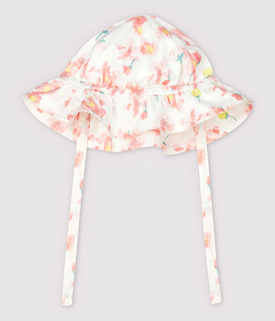 Capeline en popeline imprimé fleuri bébé fille blanc MARSHMALLOW/blanc MULTICO