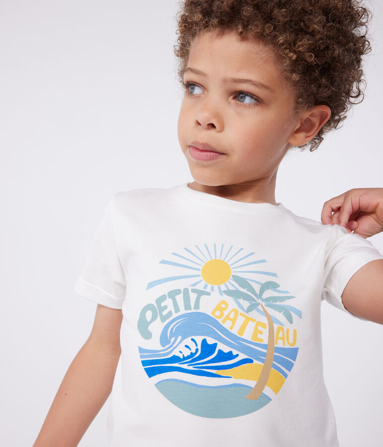 Katoenen T-shirt met korte mouwen en print voor kinderen wit