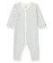 Slaappakje zonder voetjes van ribstof voor babymeisje wit MARSHMALLOW/blauw CONTES