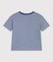 Katoenen kinder-T-shirt met korte mouw en streepjes blauw CREPUSCULE/ MARSHMALLOW