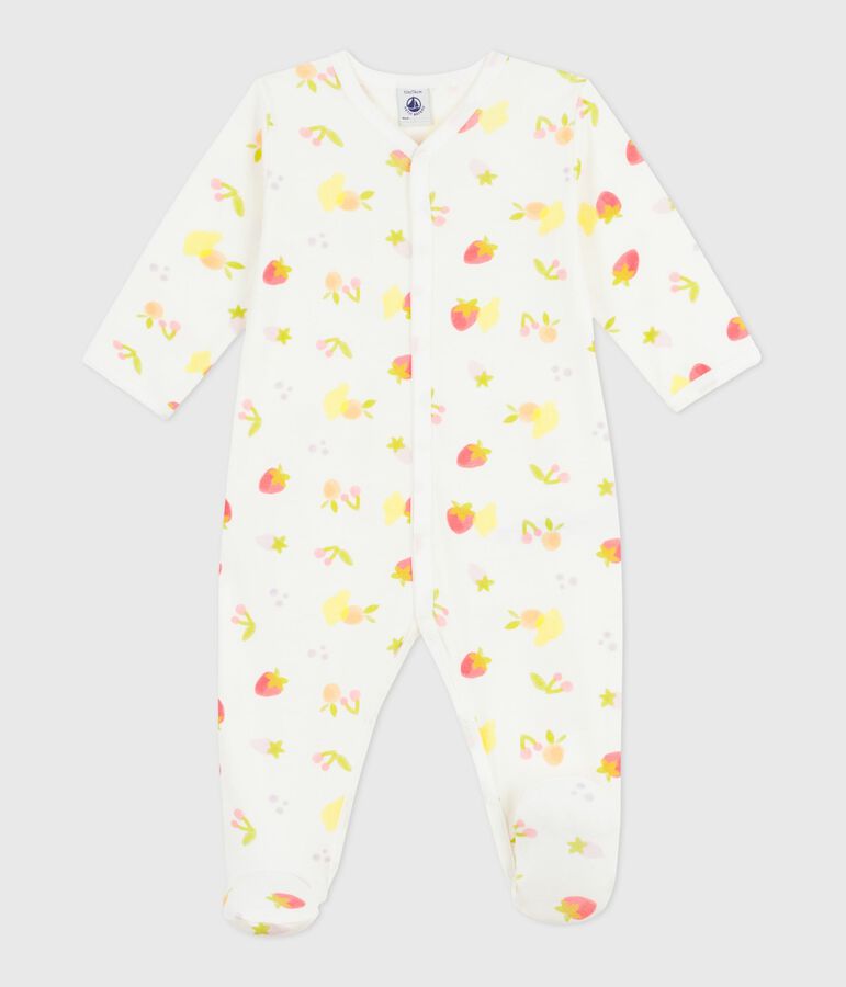 Pyjama b&eacute;b&eacute; en coton imprim&eacute; fruits blanc MARSHMALLOW/blanc MULTICO
