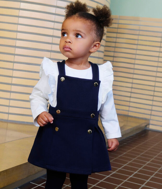 Robe b&eacute;b&eacute; en coton pliss&eacute; bleu marine