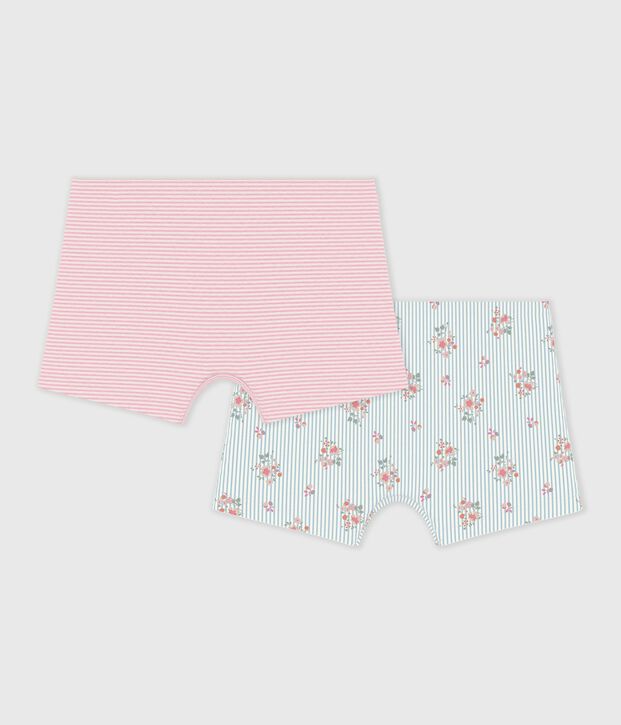 Lot de shorties enfant en coton long imprim&eacute; fleuri multicouleur
