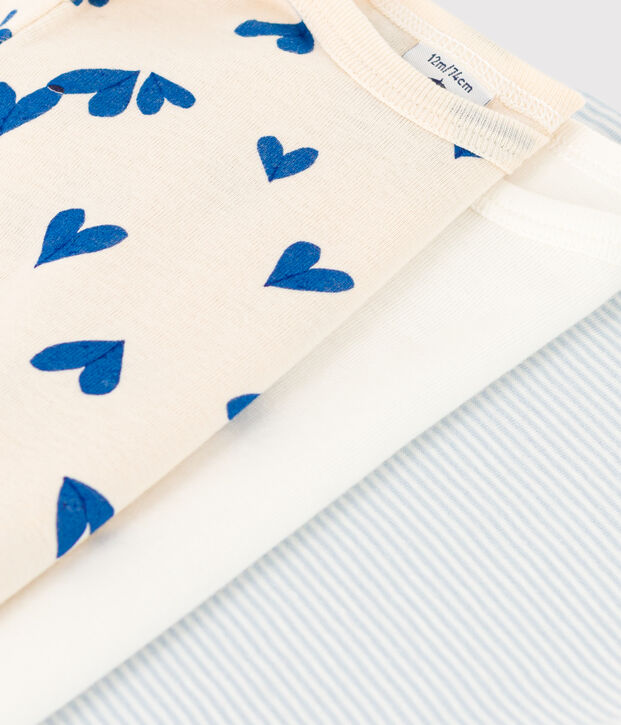 Set van 3 body's met blauwe hartjes en korte mouwen in katoen multicouleur
