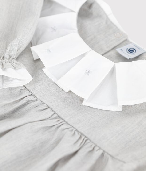 Effen flanellen kinderjurkje met lange mouw grijs