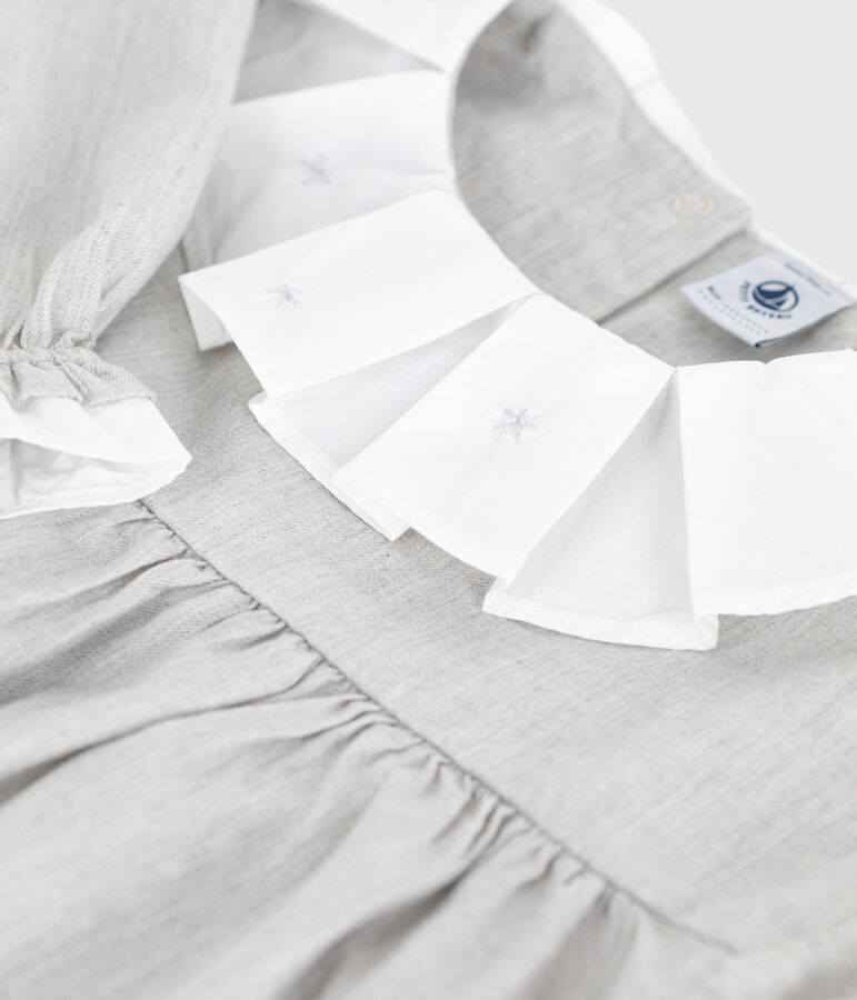 Effen flanellen kinderjurkje met lange mouw grijs