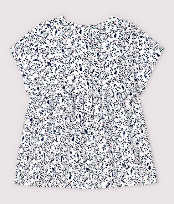 Blouse van popeline met korte mouwen voor babymeisjes wit MARSHMALLOW/wit MULTICO
