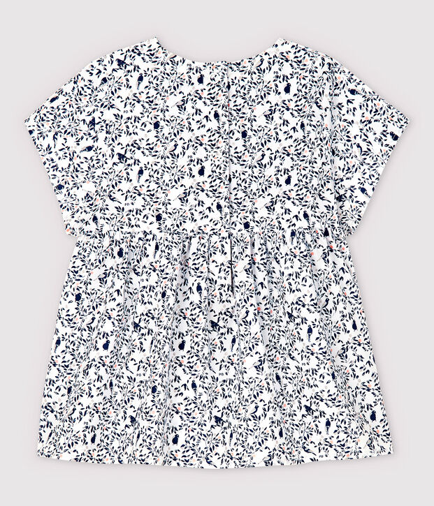 Blouse van popeline met korte mouwen voor babymeisjes wit/multicouleur