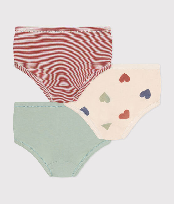 Set van 3 katoenen slips met hoge taille en hartje voor kinderen variante 1