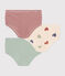 Set van 3 katoenen slips met hoge taille en hartje voor kinderen variante 1