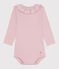 Body bébé en coton à col, uni rose JOLI