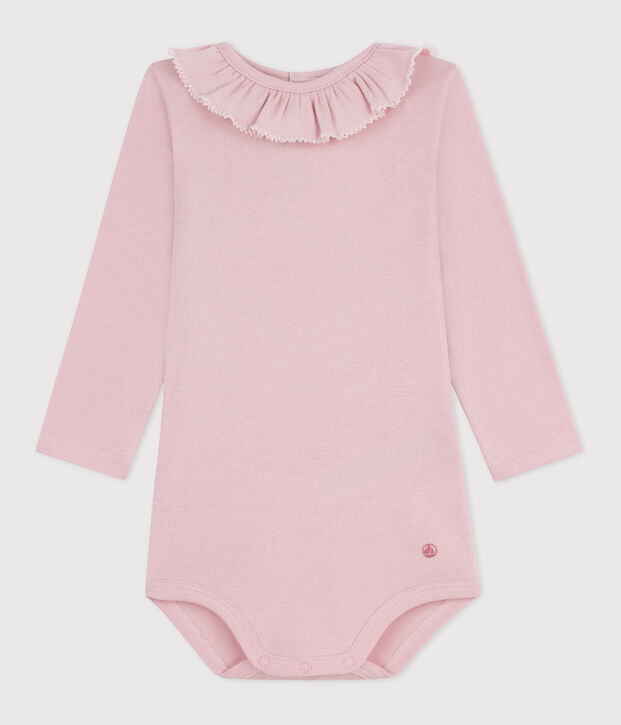 Body b&eacute;b&eacute; en coton &agrave; col, uni rose