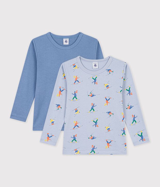 Lot de tee-shirts enfant en coton manches longues imprim&eacute; multicouleur
