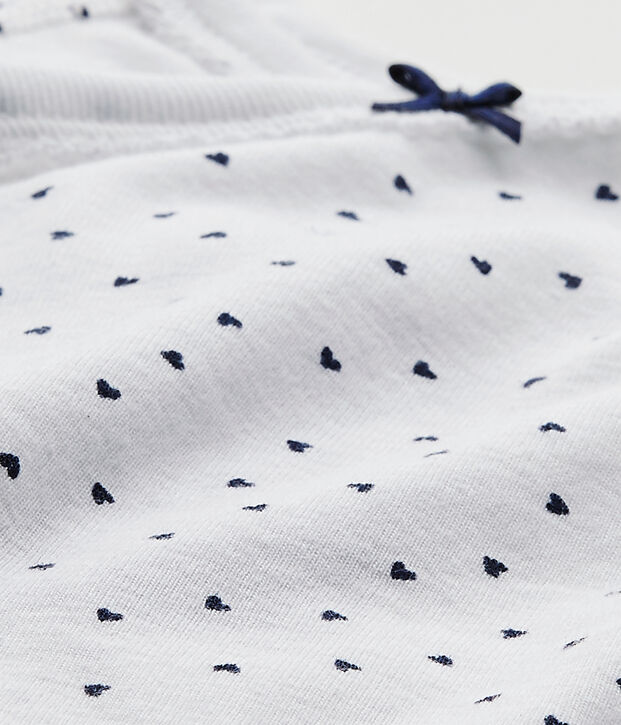 Eerste body met korte mouwen en print voor meisjes wit/blauw