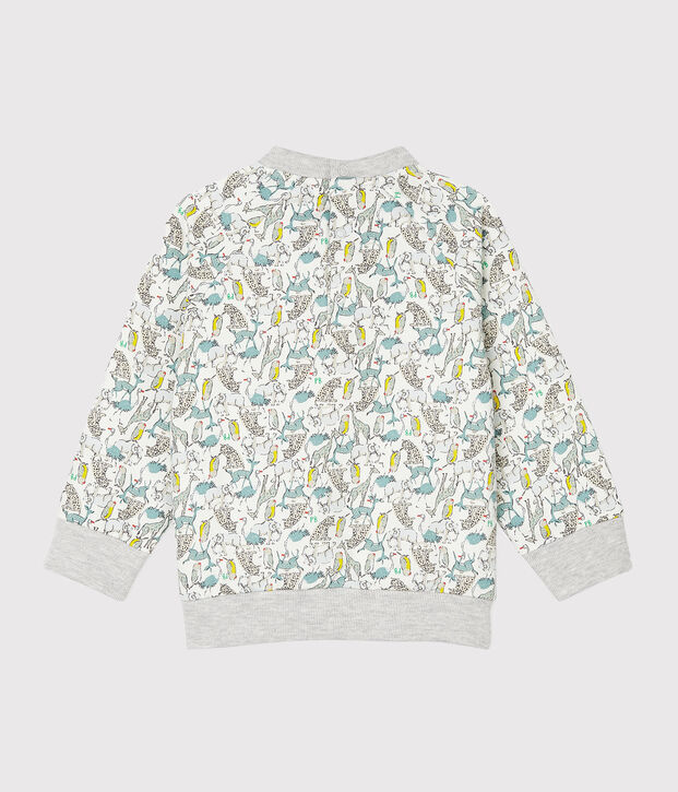 Sweatshirt van molton babyjongen wit/multicouleur