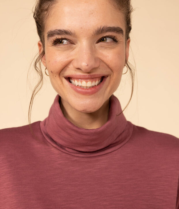 LE DROIT, katoenen T-shirt voor dames met rolkraag bruin