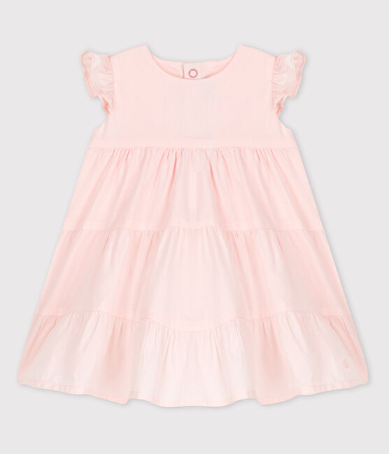 Mouwloos babyjurkje van popeline roze FLEUR
