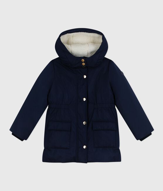 Halflange effen parka voor kinderen blauw SMOKING