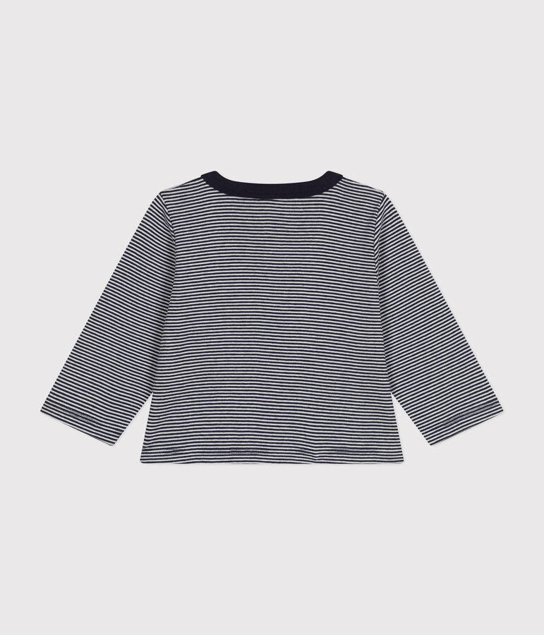 Cardigan en tubique ray&eacute; b&eacute;b&eacute; bleu/blanc