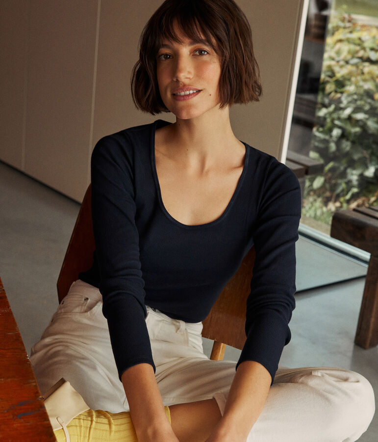 Body van katoen en elastaan voor dames blauw