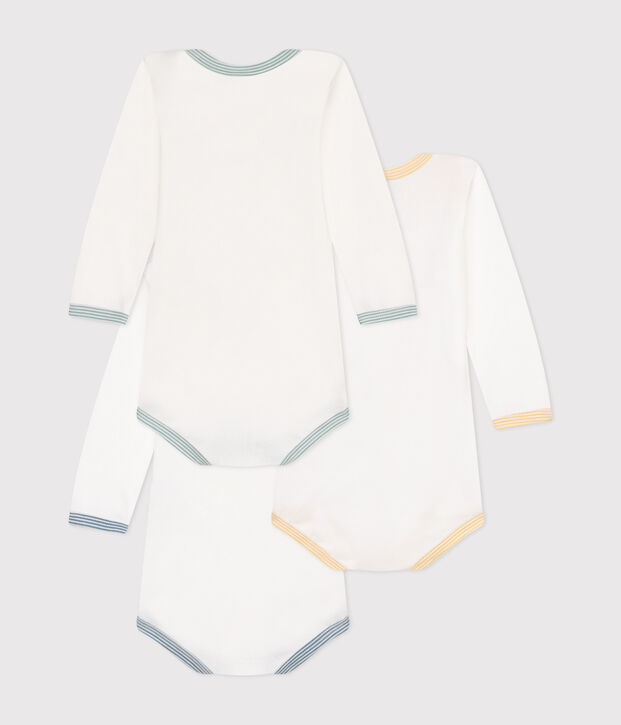 Setje met 3 katoenen babyrompertjes met lange mouw multicouleur