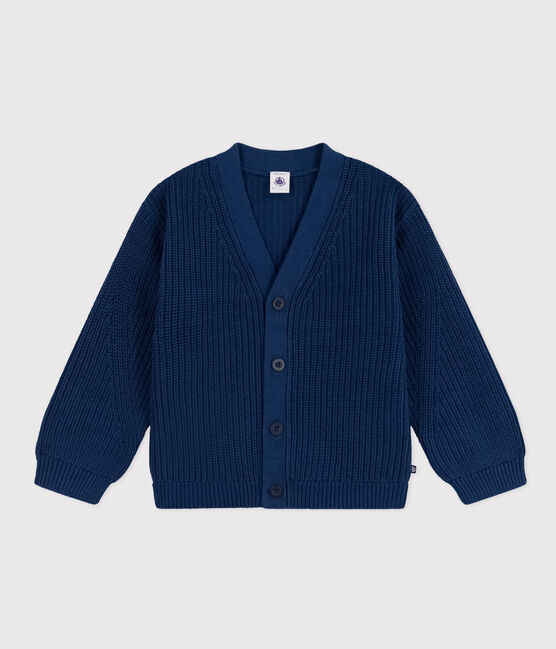 Katoenen geribde meisjescardigan blauw INCOGNITO