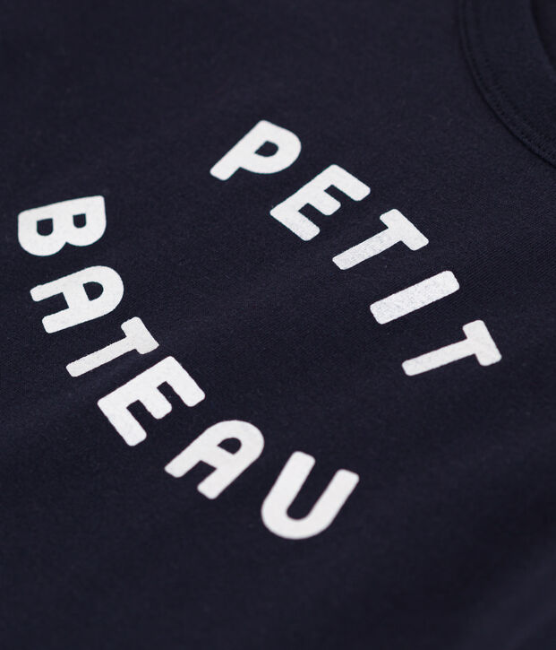 T-shirt van lichte jersey voor jongens blauw/wit