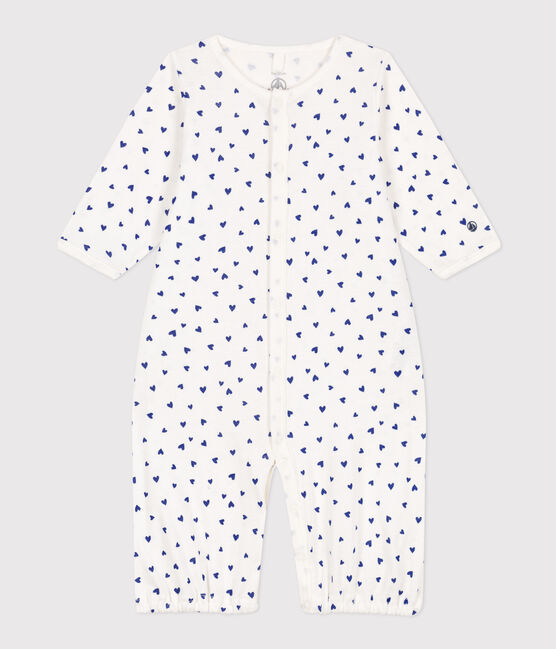 Combisac coeur en coton blanc MARSHMALLOW/ NEWBLEU