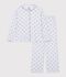Pyjama boutonn&eacute; femme en coton imprim&eacute; &agrave; rayures et c&oelig;urs blanc/multicouleur