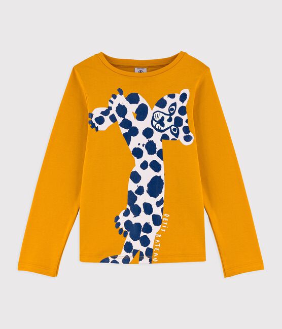 Katoenen meisjes t-shirt met lange mouwen geel BOUDOR