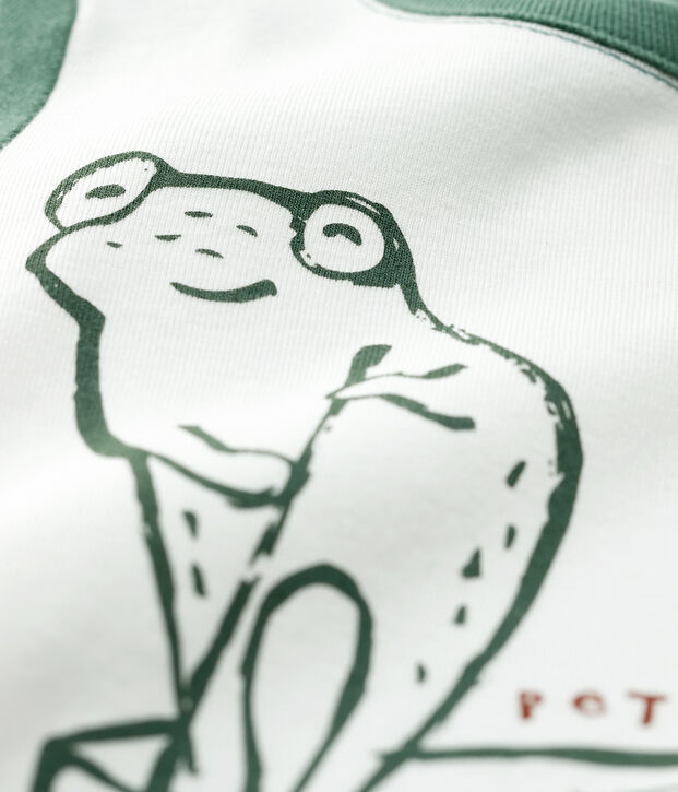 Tee-shirt manches courtes en coton b&eacute;b&eacute; gar&ccedil;on blanc/vert