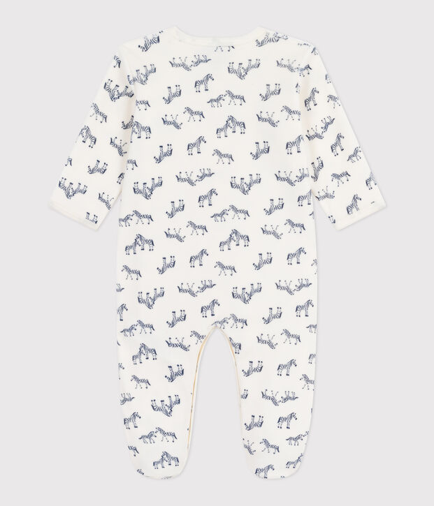 Pyjama b&eacute;b&eacute; en velours imprim&eacute; z&egrave;bre bleu/bleu