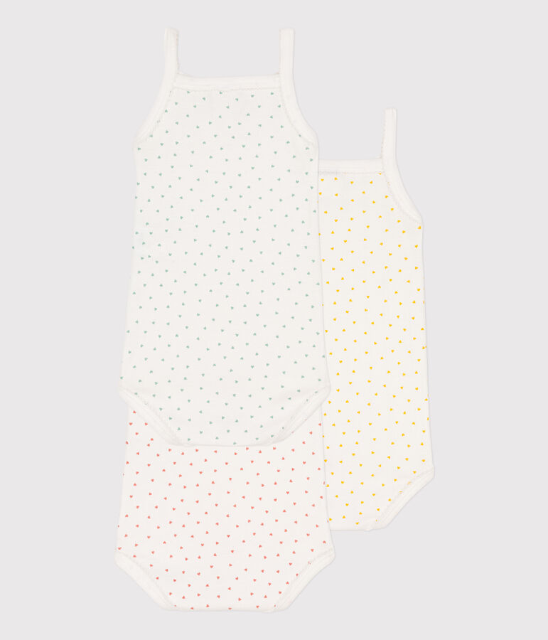 Set van 3 body's met bandjes en hartjes in katoen multicouleur
