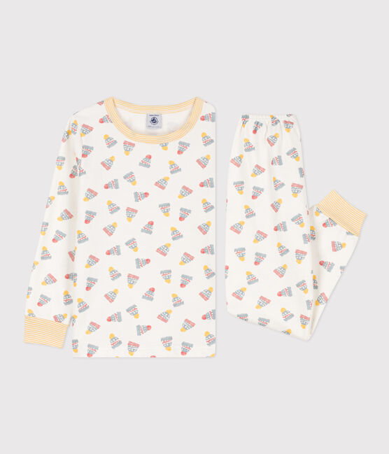Pyjamamuts in fleece voor kleine jongens/meisjes wit MARSHMALLOW/wit MULTICO
