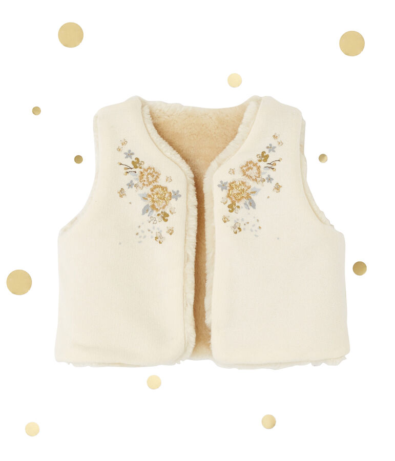 Omkeerbaar mouwloos vest voor babymeisjes beige COQUILLE