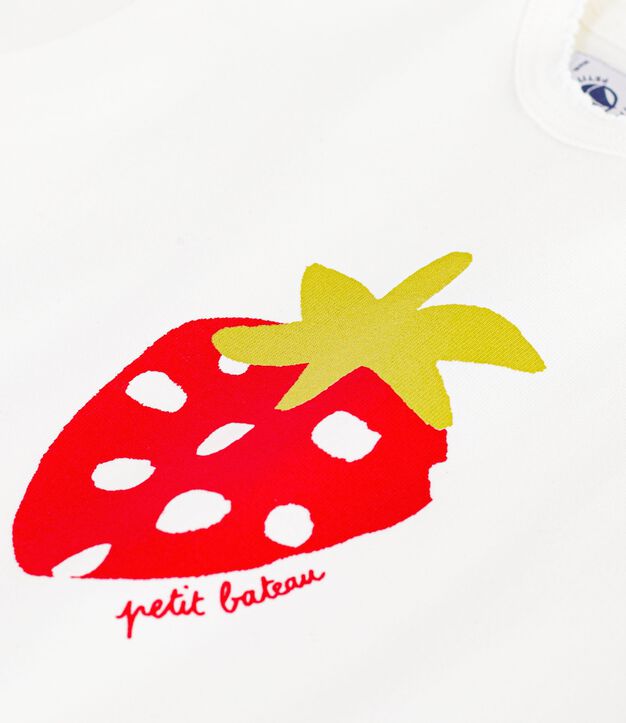 Katoenen T-shirt met korte mouwen en motiefje voor baby's wit