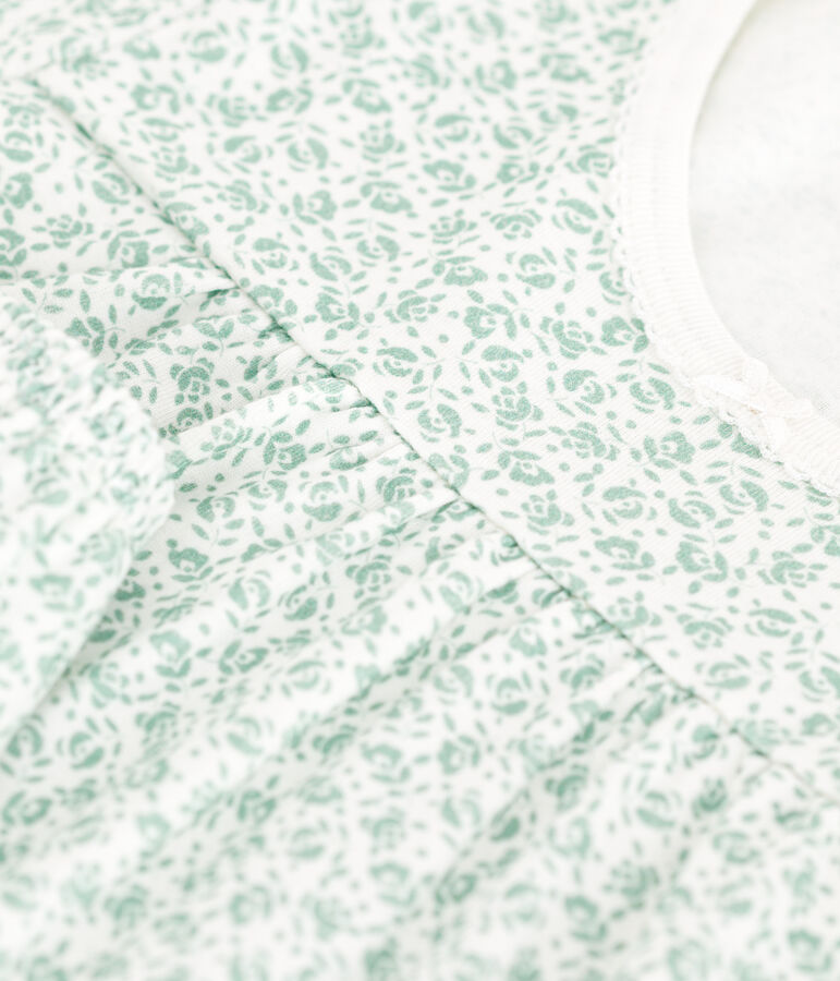 Katoenen pyjamashort met bloemenprint voor kinderen wit/groen