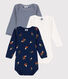 Set van 3 katoenen body's met lange mouwen en champignonprint voor baby's