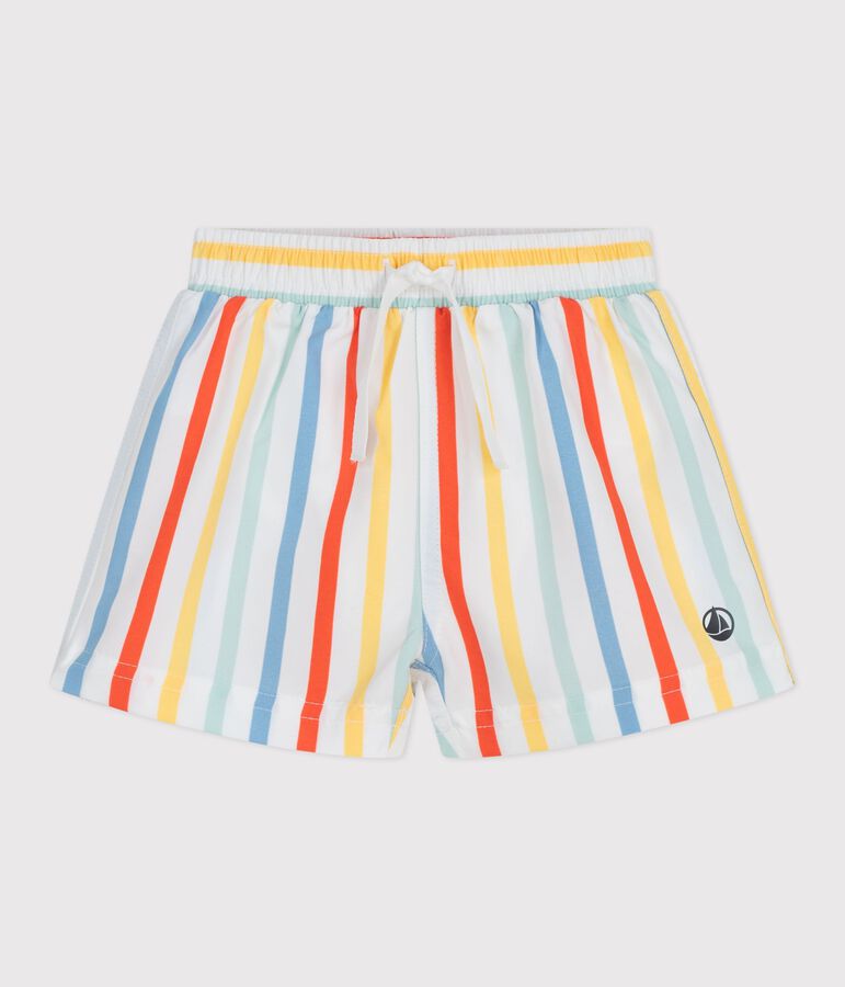 Short de bain b&eacute;b&eacute; ray&eacute; blanc MARSHMALLOW/blanc MULTICO