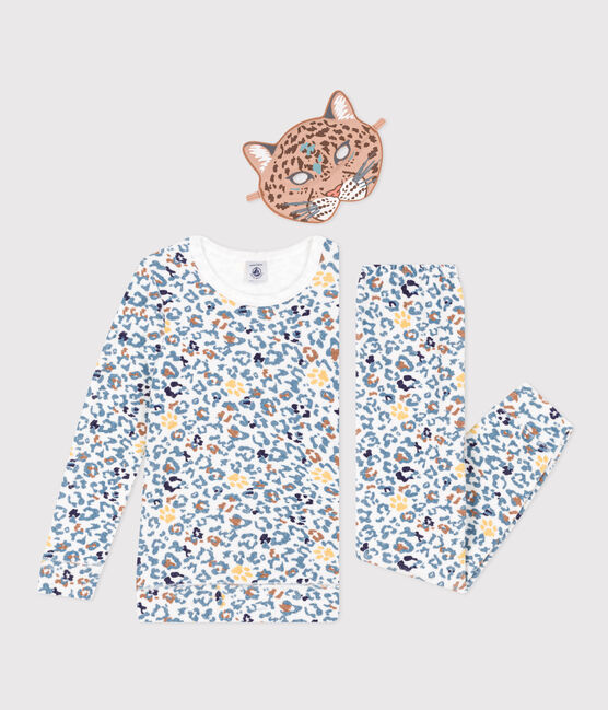 Pyjama als verkleding met masker voor meisje/jongen wit MARSHMALLOW/wit MULTICO