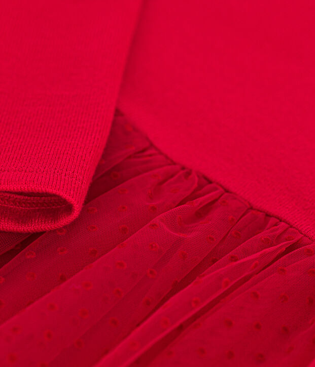 Robe en jersey lourd et tulle enfant fille rouge