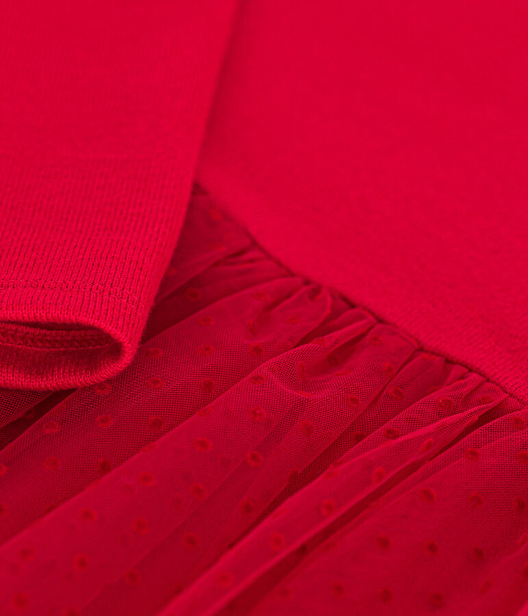 Meisjesjurk van zware jersey en tule voor meisjes rood