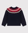 Pull jacquard en laine et coton enfant fille / garçon bleu SMOKING/blanc MULTICO
