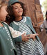 Robe rayée manches courtes en coton enfant fille