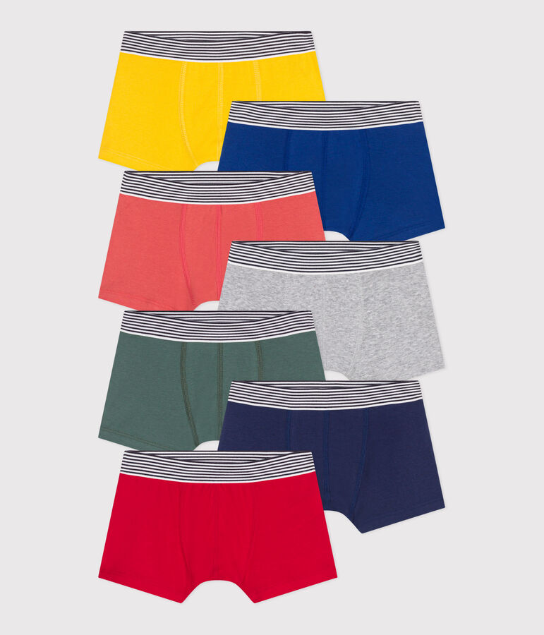 Setje met 7 kinderboxershorts in effen katoen multicouleur